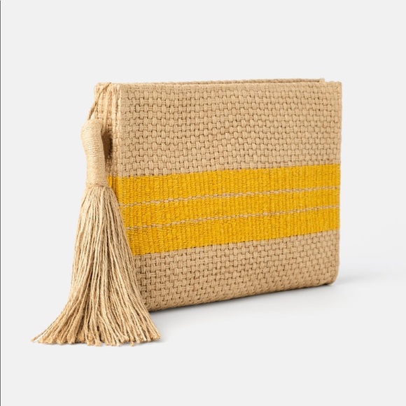 Zara Handbags - ZARA Natural Jute Clutch